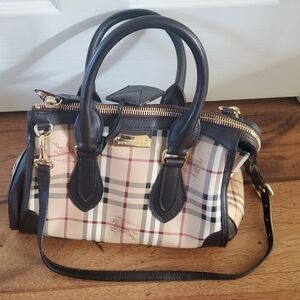 Burberry Haymarket Small Bag with Black and Cream Check Pattern